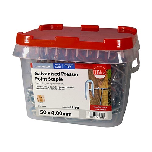 TIMCO Presser Point Staples - Galvanised 50 x 4.00mm (2.5kg TIMtub)