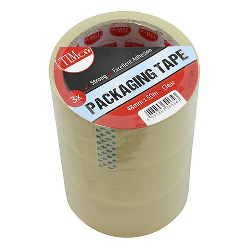 TIMCO Packaging Tape - Clear 50m x 48mm (3 Roll Pack)