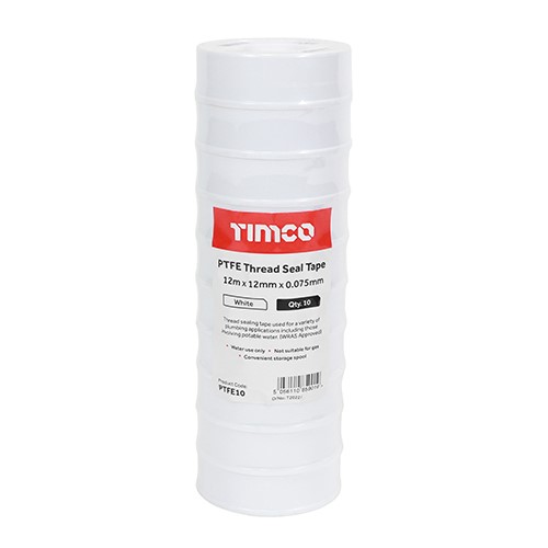 TIMCO PTFE Thread Seal Tape 12m x 12mm (10 Roll Pack)