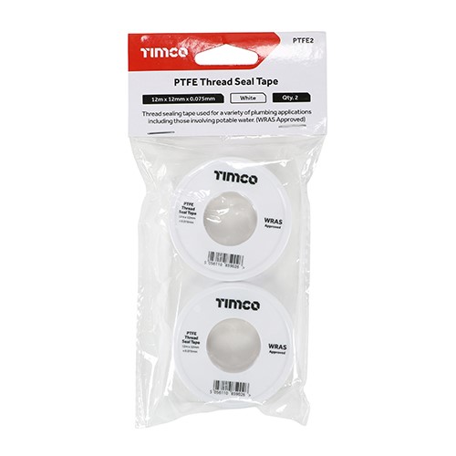 TIMCO PTFE Thread Seal Tape 12m x 12mm (2 Pack)