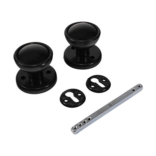 TIMCO Plastic Rim / Mortice Knob Set - Black 50mm