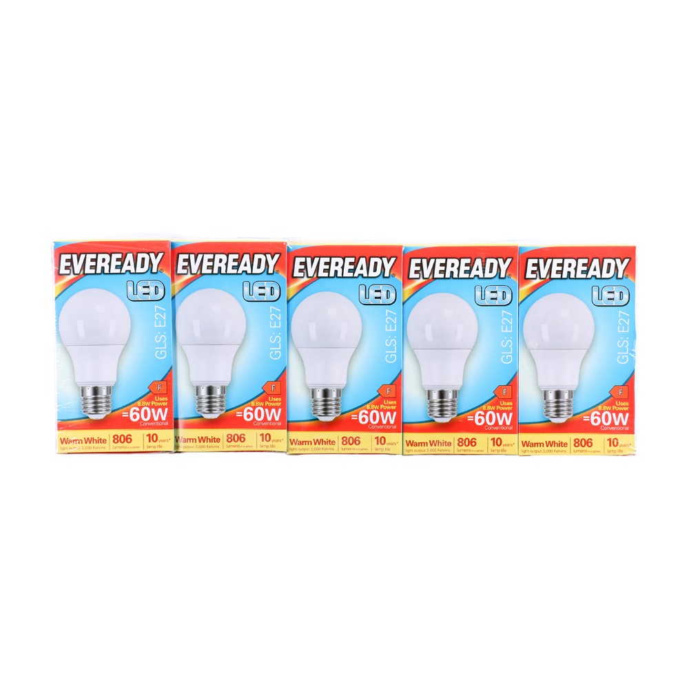 Eveready LED GLS E27 Bulb 806 Lumen (5 Pack)