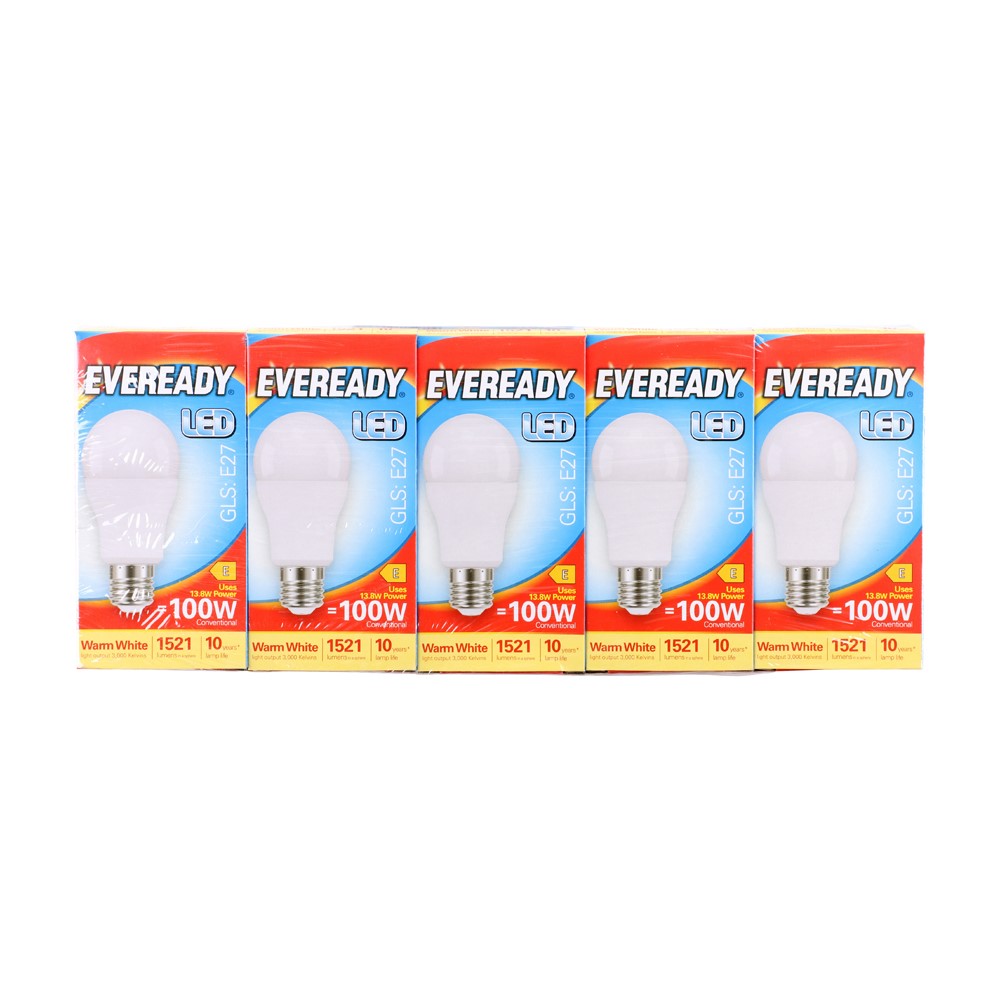 Eveready LED GLS E27 Bulb 1521 Lumen (5 Pack)