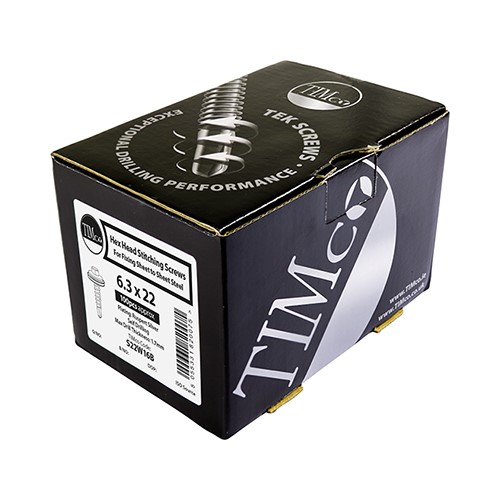 TIMCO Metal Construction Stitching Screws - For Sheet to Sheet - Hex - EPDM Washer - Self-Drilling - Exterior - Silver Organic 6.3 x 25mm (100 Pack)