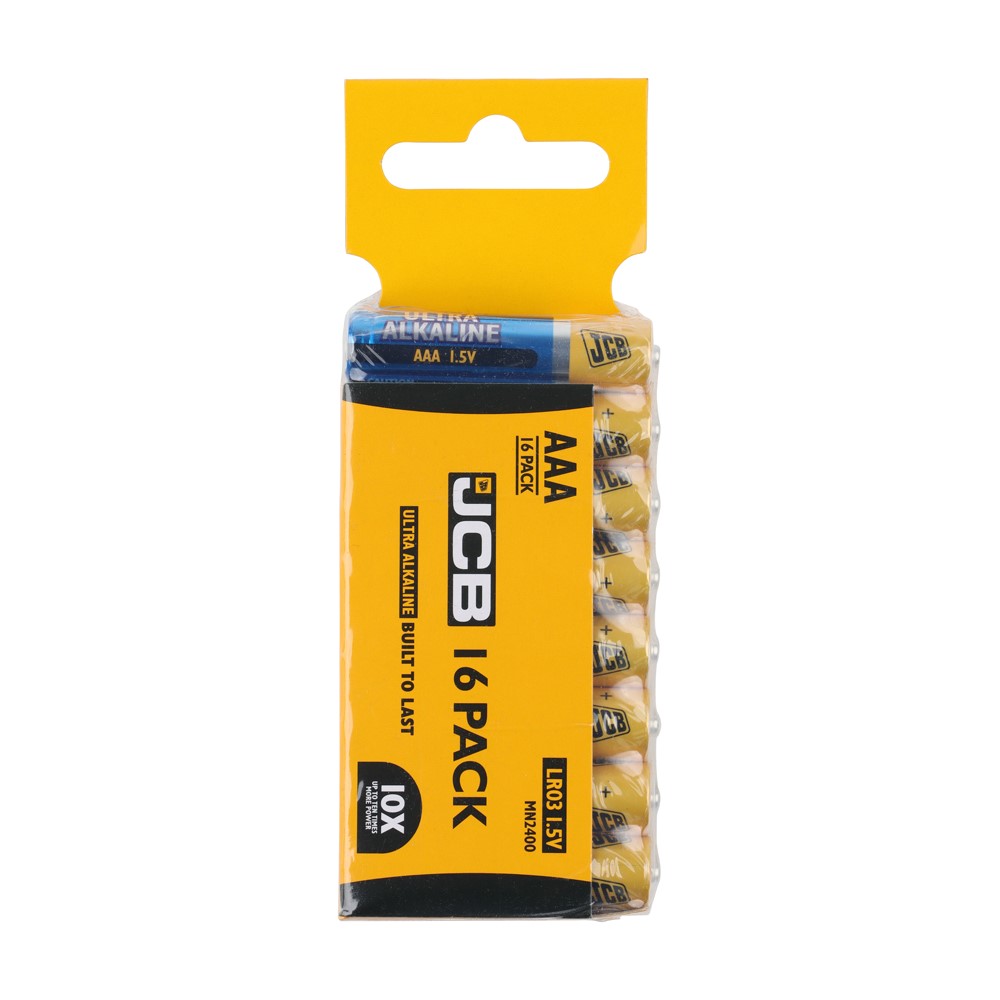JCB Ultra Alkaline Batteries AAA (16 Pack)