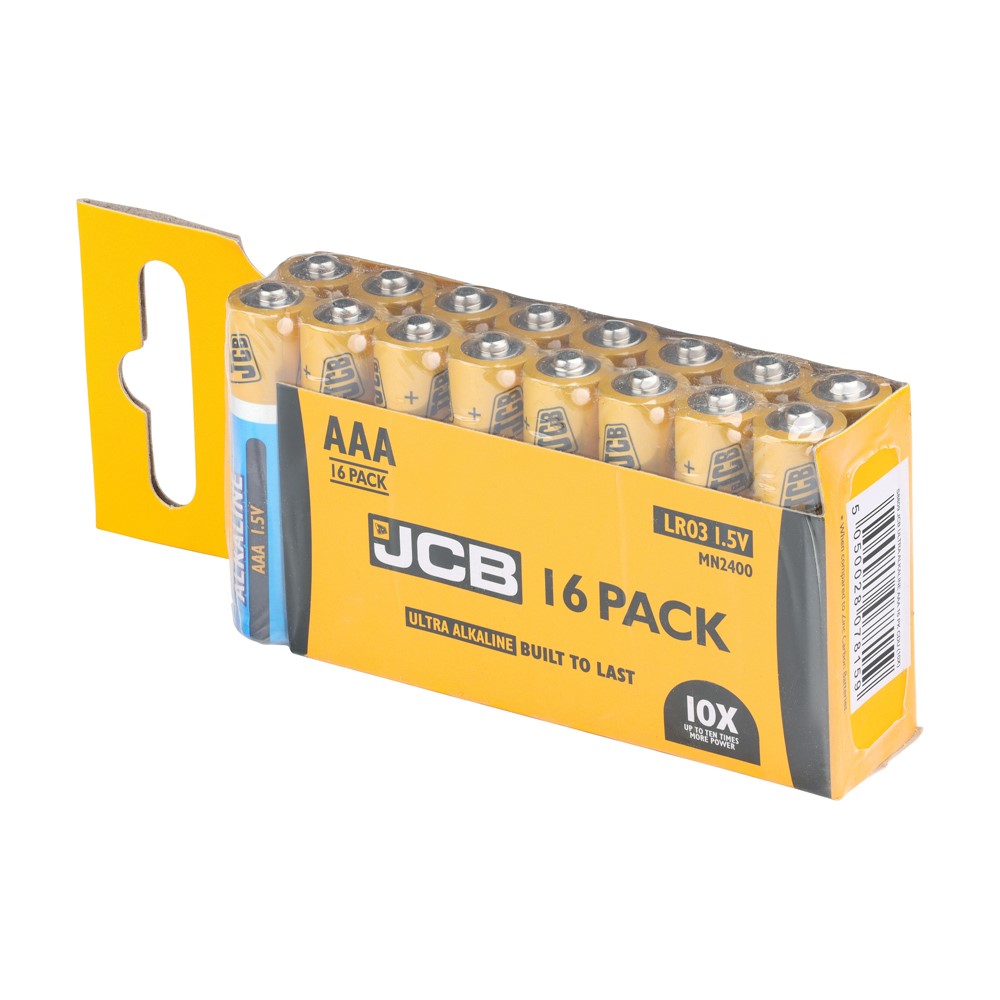 JCB Ultra Alkaline Batteries AAA (16 Pack)