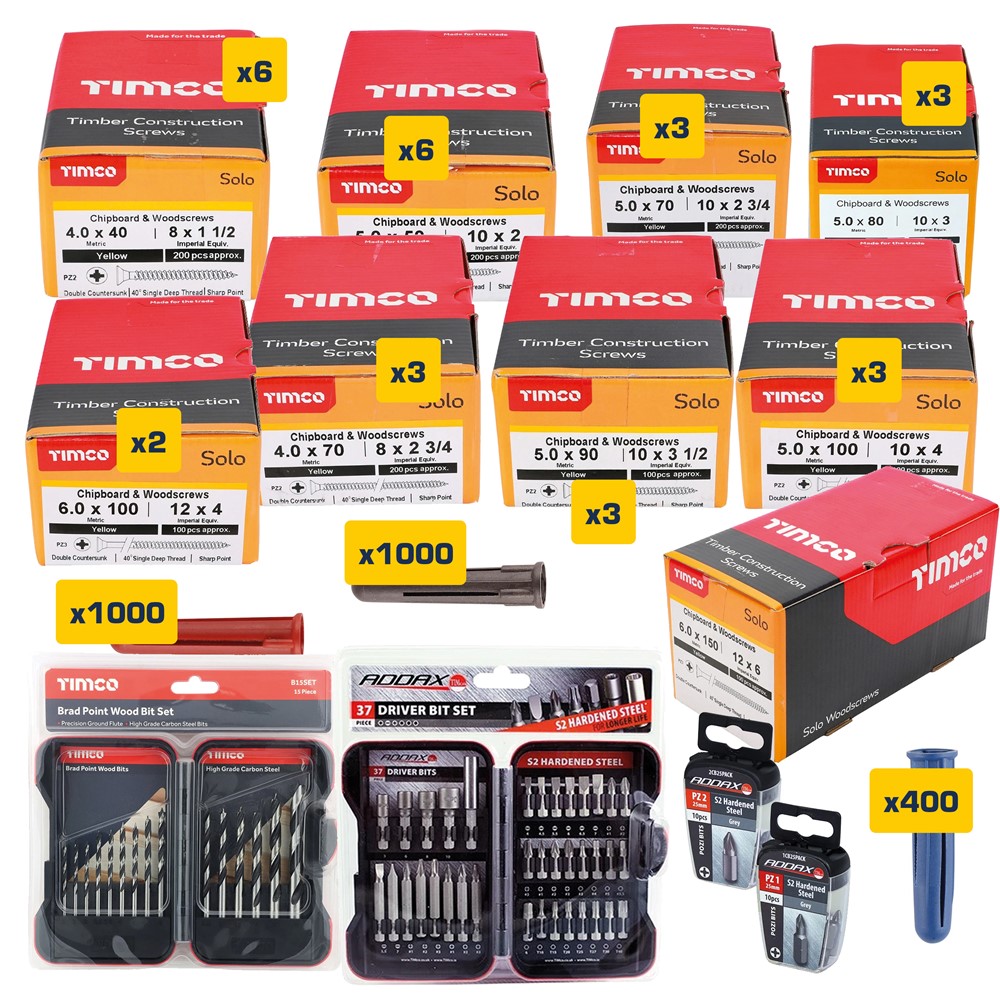 TIMCO Solo Woodscrews Contractors Bundle