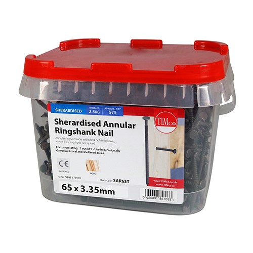 TIMCO Annular Ringshank Nails - Sherardised 65 x 3.35mm (2.5kg TIMtub)