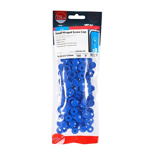 TIMCO Hinged Screw Caps - Small - Blue to Fit 3.0 to 4.5mm Screw (100 Pack)