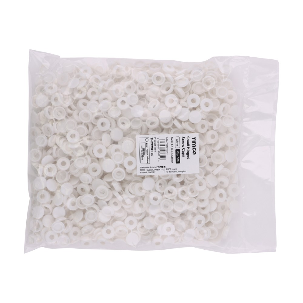 TIMCO Small Hinged Screw Cap - White (500)