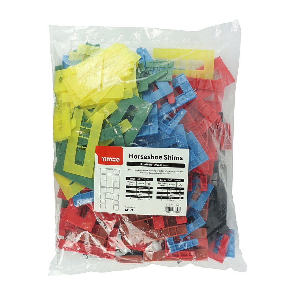 TIMCO Assorted Horseshoe Shims 1.0 - 6.0mm (200 Bag)