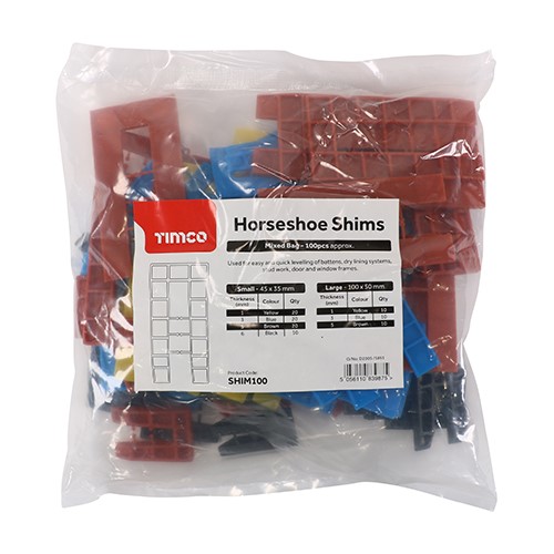 TIMCO Assorted Horseshoe Shims 1.0, 3.0, 5.0, 6.0mm (100 Bag)
