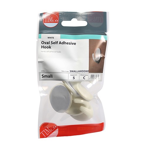 TIMCO Oval Self-Adhesive Hooks - Small 37.5 x 28.0mm (5)