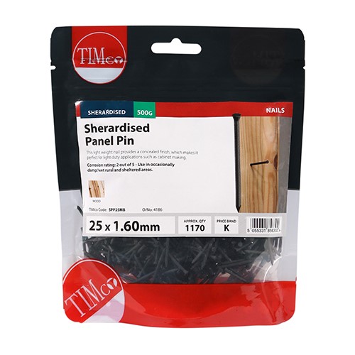 TIMCO Panel Pins - Sherardised 25 x 1.60mm (0.5kg)