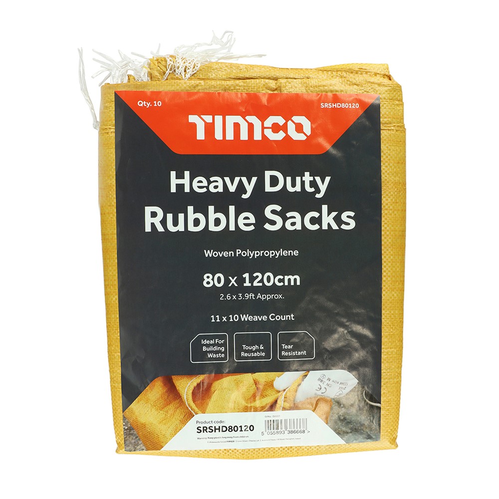 TIMCO Rubble Sacks - Heavy Duty 80 x 120cm (10 Bag)