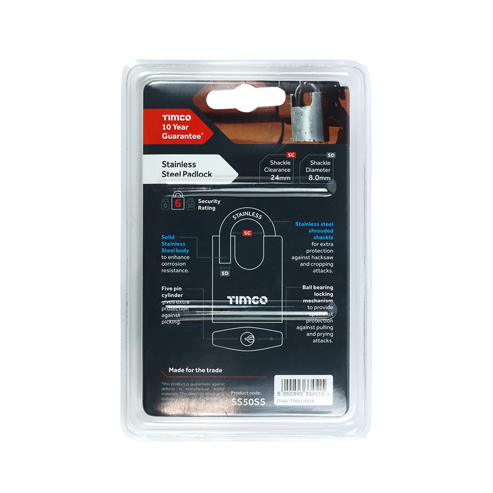 TIMCO Stainless Steel Padlock 50mm
