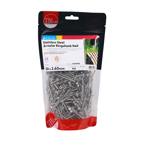 TIMCO Annular Ringshank Nails - Stainless Steel 50 x 2.65mm (1kg)