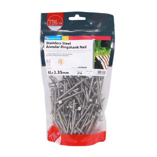 TIMCO Annular Ringshank Nails - Stainless Steel 65 x 3.35mm (1kg)