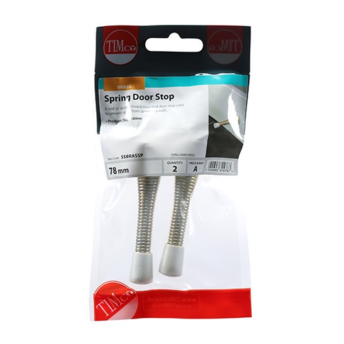 TIMCO Spring Door Stops - Electro Brass 78 x 24mm (2)