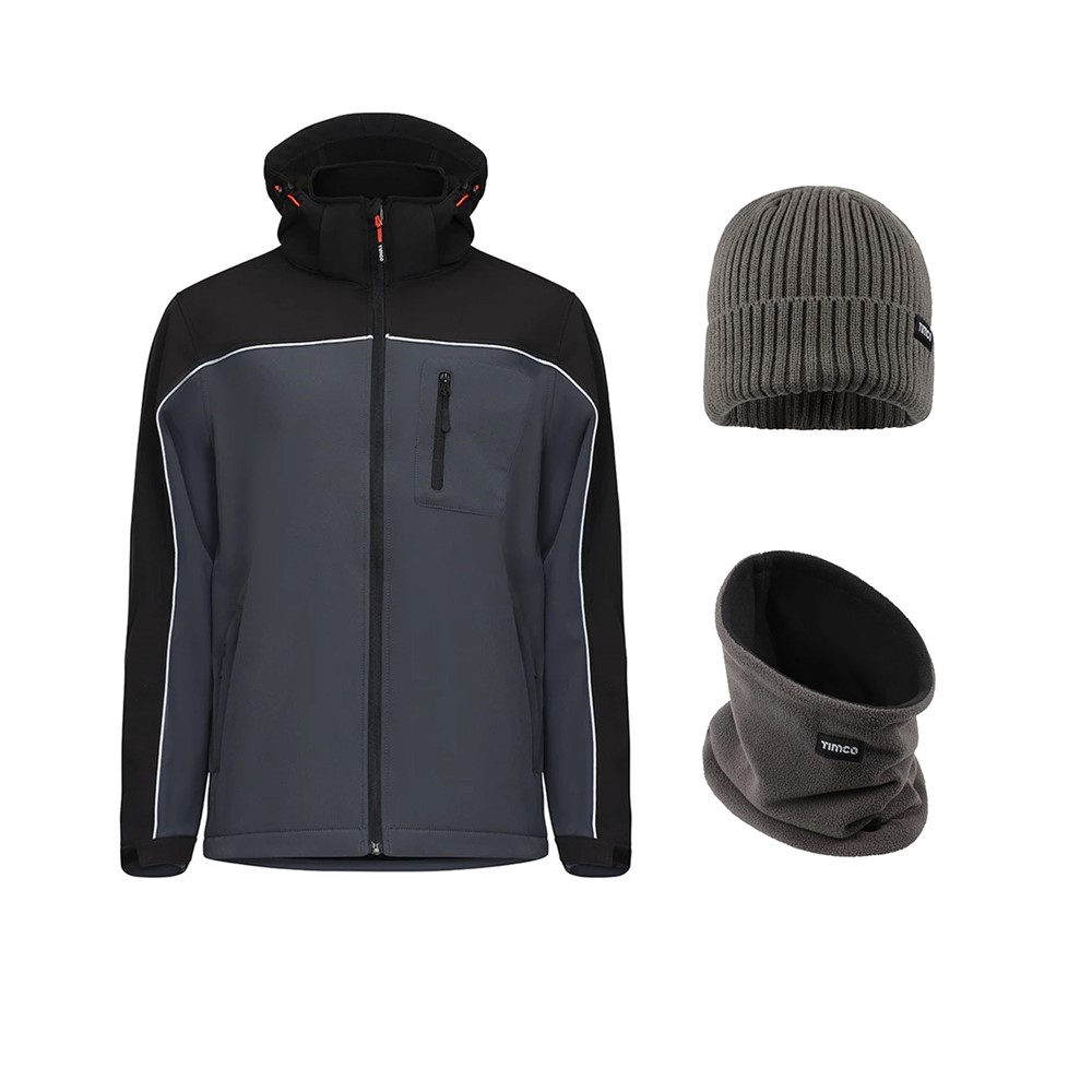 TIMCO Soft shell Jacket Extra Large, Beanie & Neck Warmer