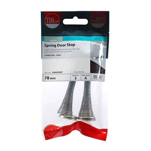 TIMCO Spring Door Stops - Nickel 78 x 24mm (2)