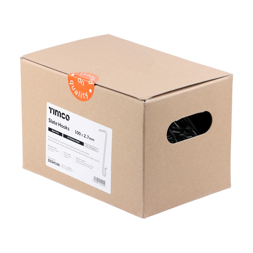 TIMCO Slate Hooks Grey A4 Stainless Steel 2.7 x 100mm (500 Pack)