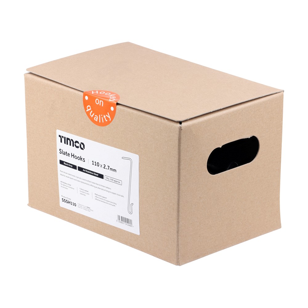 TIMCO Slate Hooks Grey A4 Stainless Steel 2.7 x 110mm (500 Pack)