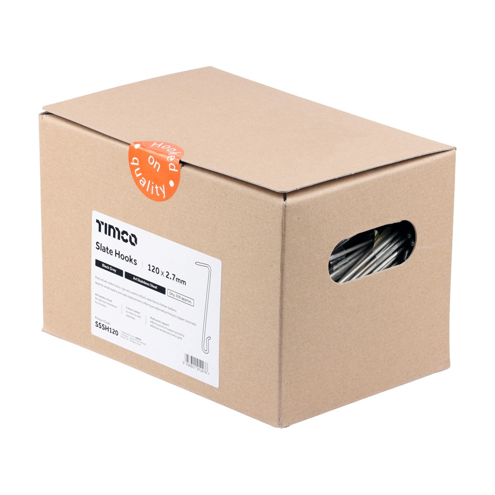 TIMCO Slate Hooks Grey A4 Stainless Steel 2.7 x 120mm (500 Pack)