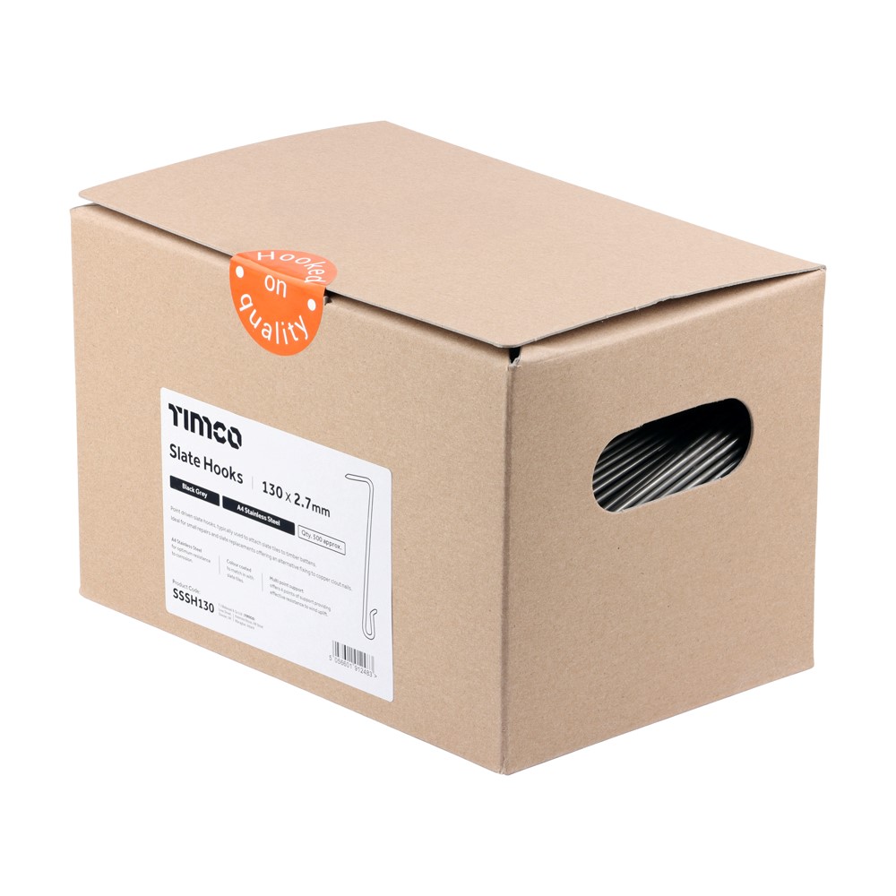 TIMCO Slate Hooks Grey A4 Stainless Steel 2.7 x 130mm (500 Pack)