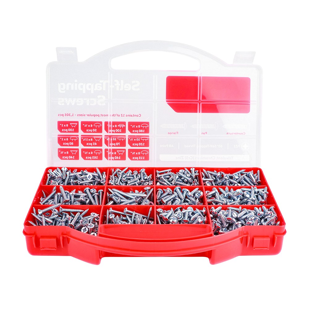 TIMCO Metal Tapping Screws - Mixed Tray - PZ - Self-Tapping - Zinc 1,305 Pack (1,305 Tray)