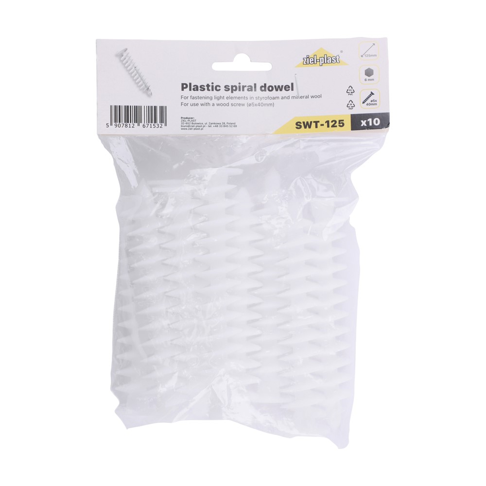 Plastic Spiral Dowels 125mm (10 Pack)