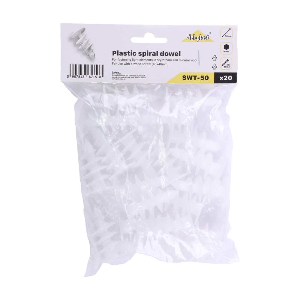 Plastic Spiral Dowels 50mm (20 Pack)