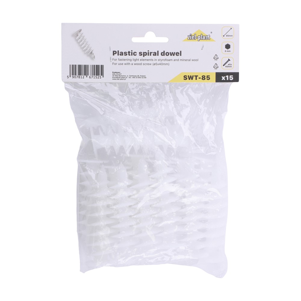 Plastic Spiral Dowels 85mm (15 Pack)