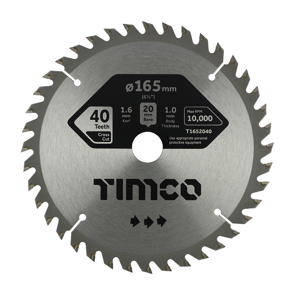 TIMCO Handheld Cordless Circular Saw Blade 165 x 20mm x 40T
