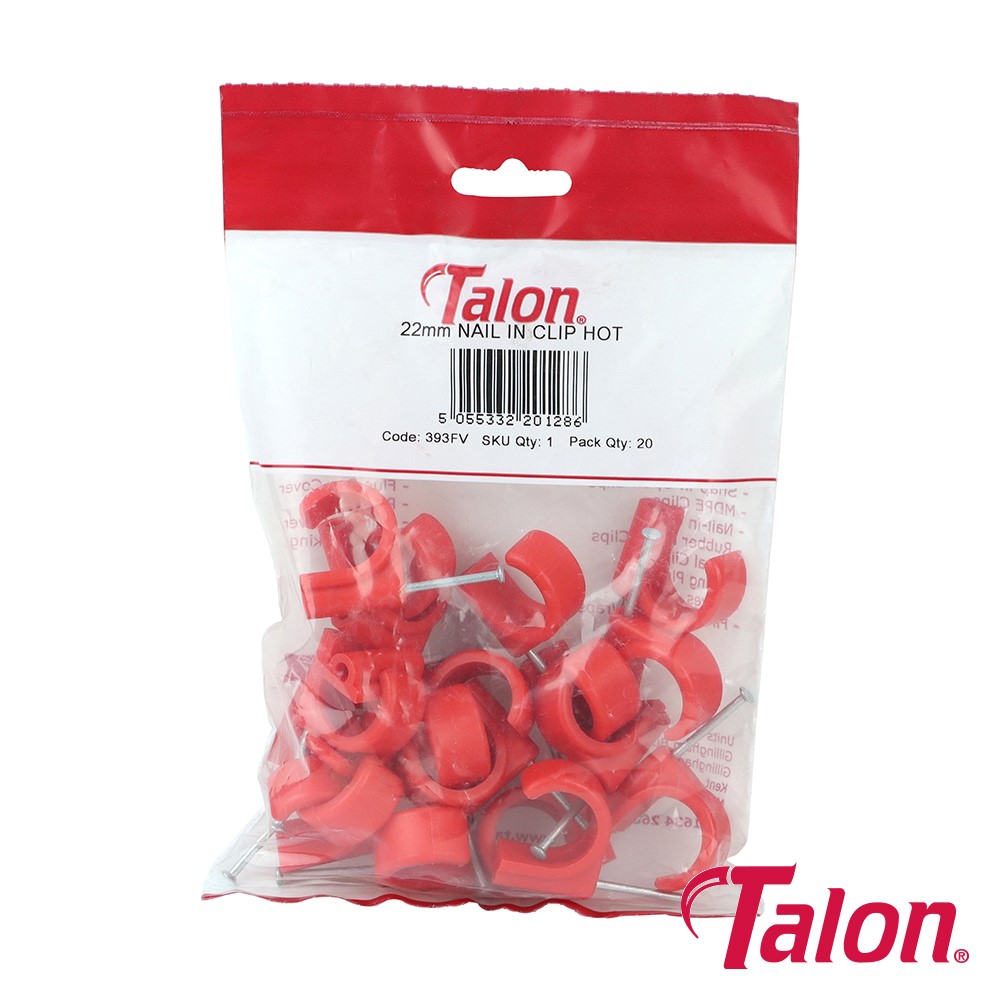 TIMCO Nail In Pipe Clip - Red - NCH22/20 22mm (20 Bag)