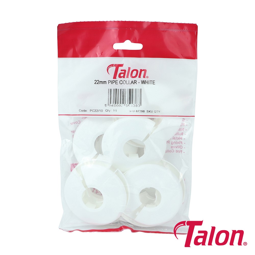 TIMCO Pipe Collar - White - PC2210 22mm (10 Bag)
