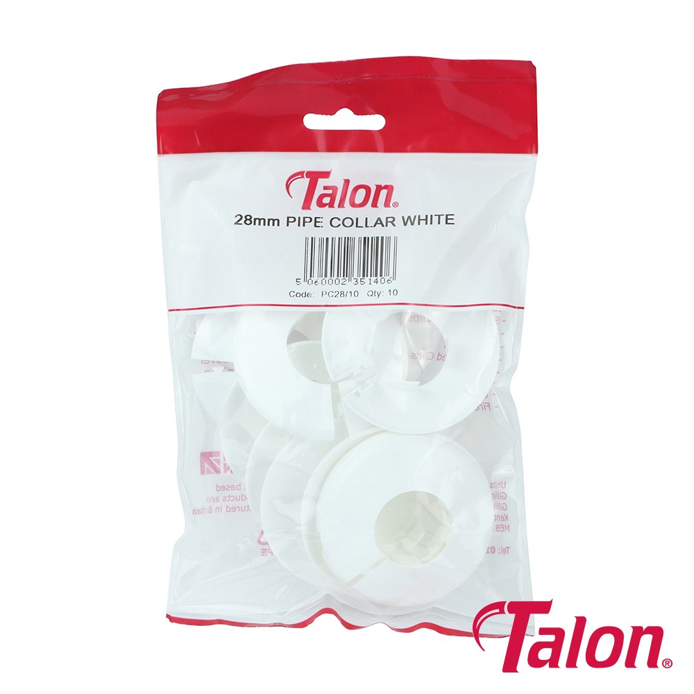 TIMCO Pipe Collar - White - PC2810 28mm (10 Bag)