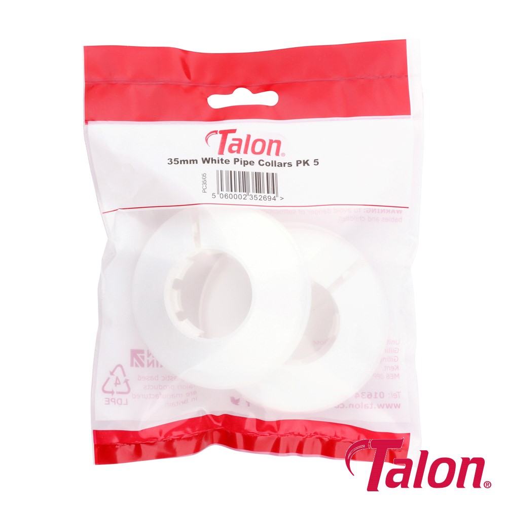 TIMCO White Plastic Pipe Collar 35mm (5 Pack)
