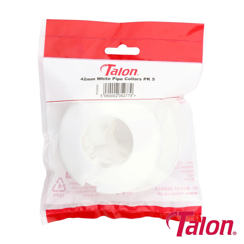 TIMCO White Plastic Pipe Collar 42mm (5 Pack)