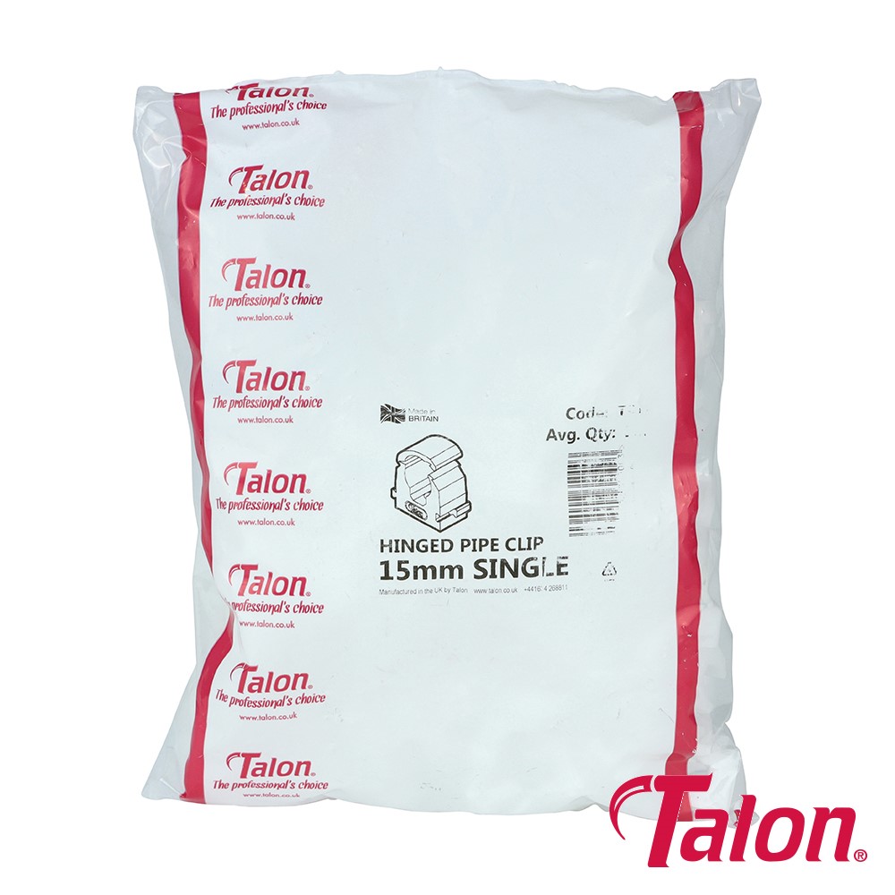 TIMCO Single Hinged Pipe Clip - White - TS15 15mm (100 Bag)