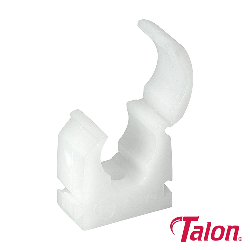 TIMCO Single Hinged Pipe Clip - White - TS15 15mm (100 Bag)