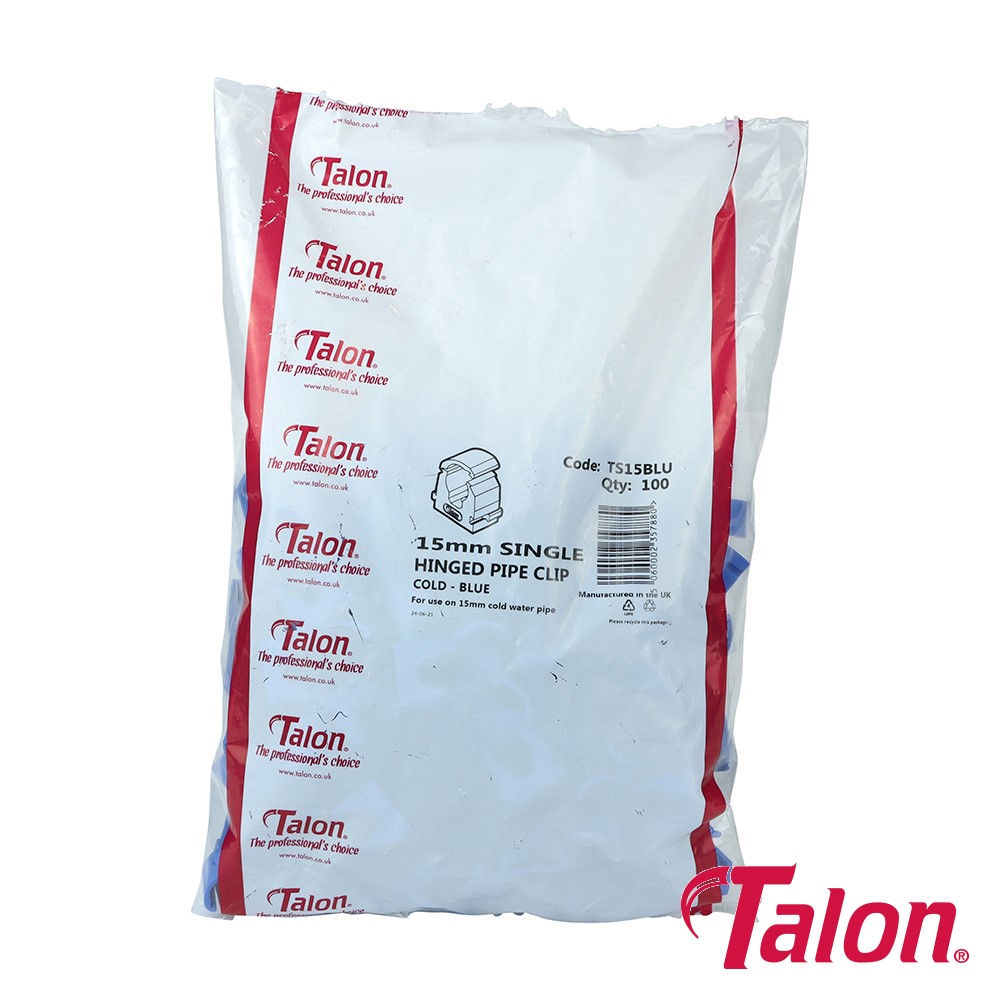TIMCO Single Hinged ID Pipe Clip - Blue - TS15BLU 15mm (100 Bag)