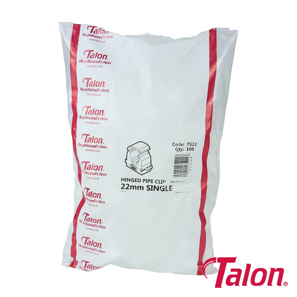 TIMCO Single Hinged Pipe Clip - White - TS22 22mm (100 Bag)