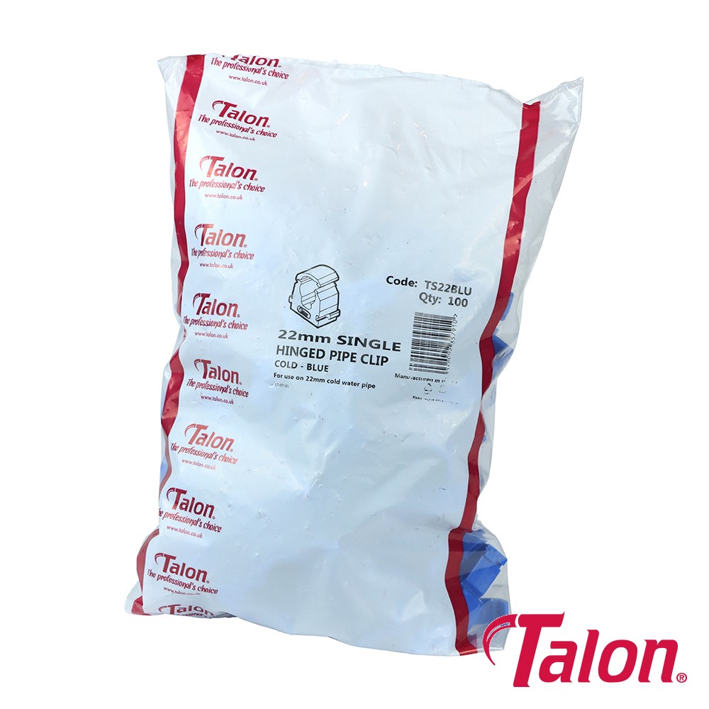TIMCO Single Hinged ID Pipe Clip - Blue - TS22BLU 22mm (100 Bag)