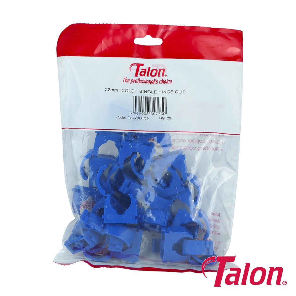 TIMCO Single Hinged ID Pipe Clip - Blue - TS22BLU20 22mm (20 Bag)