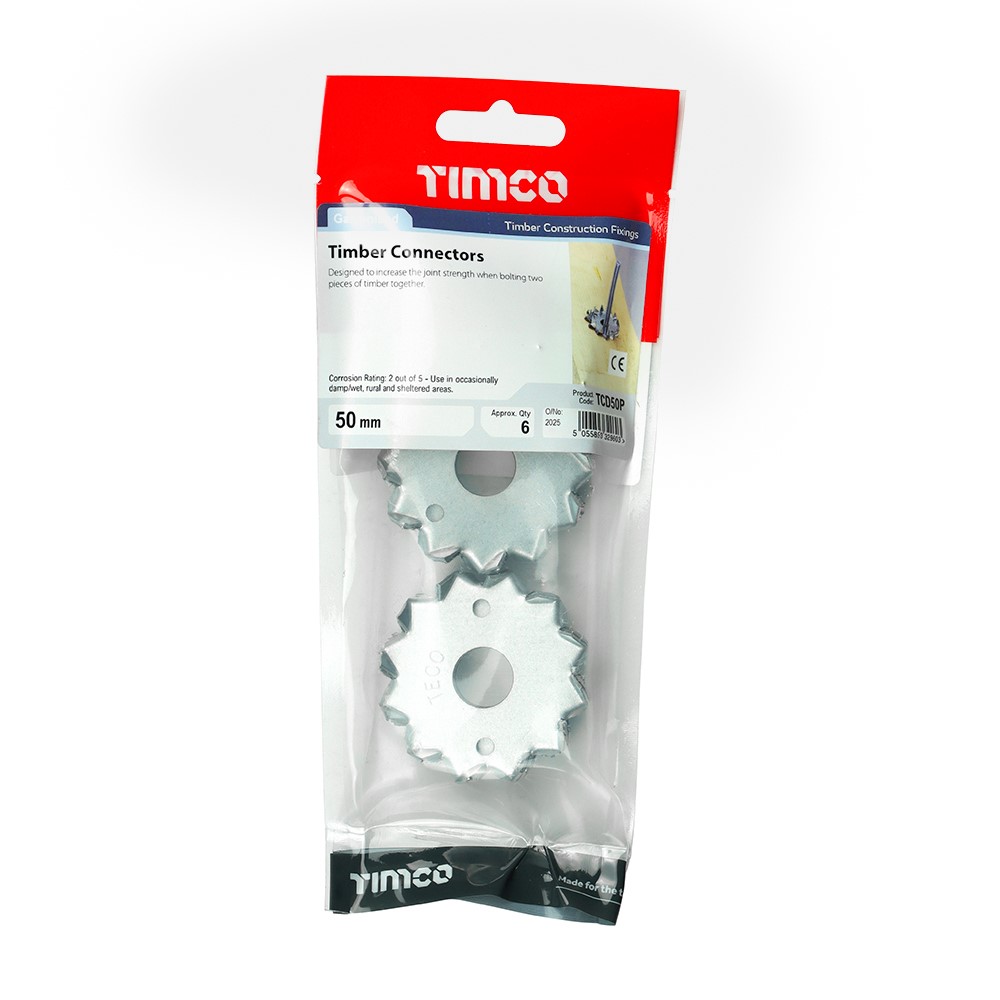 TIMCO Timber Connectors - Double Sided - Galvanised 50mm / M12 (6)