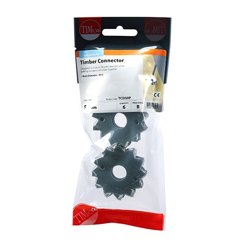 TIMCO Timber Connectors - Double Sided - Galvanised 50mm / M12 (6)