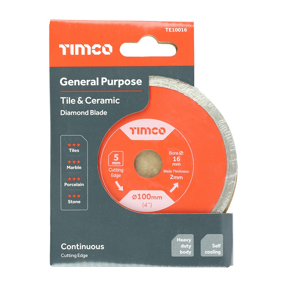 TIMCO General Purpose Tile & Ceramic Diamond Blade - Continuous 100 x 16.0mm