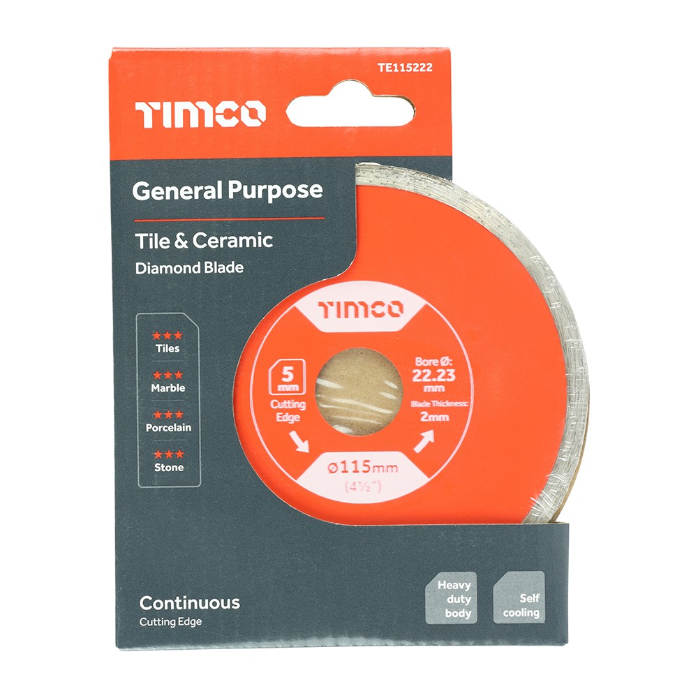 TIMCO General Purpose Tile & Ceramic Diamond Blade - Continuous 115 x 22.2mm