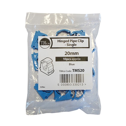 TIMCO MDPE Pipe Clips - Hinged - Single 20mm (10 Bag)